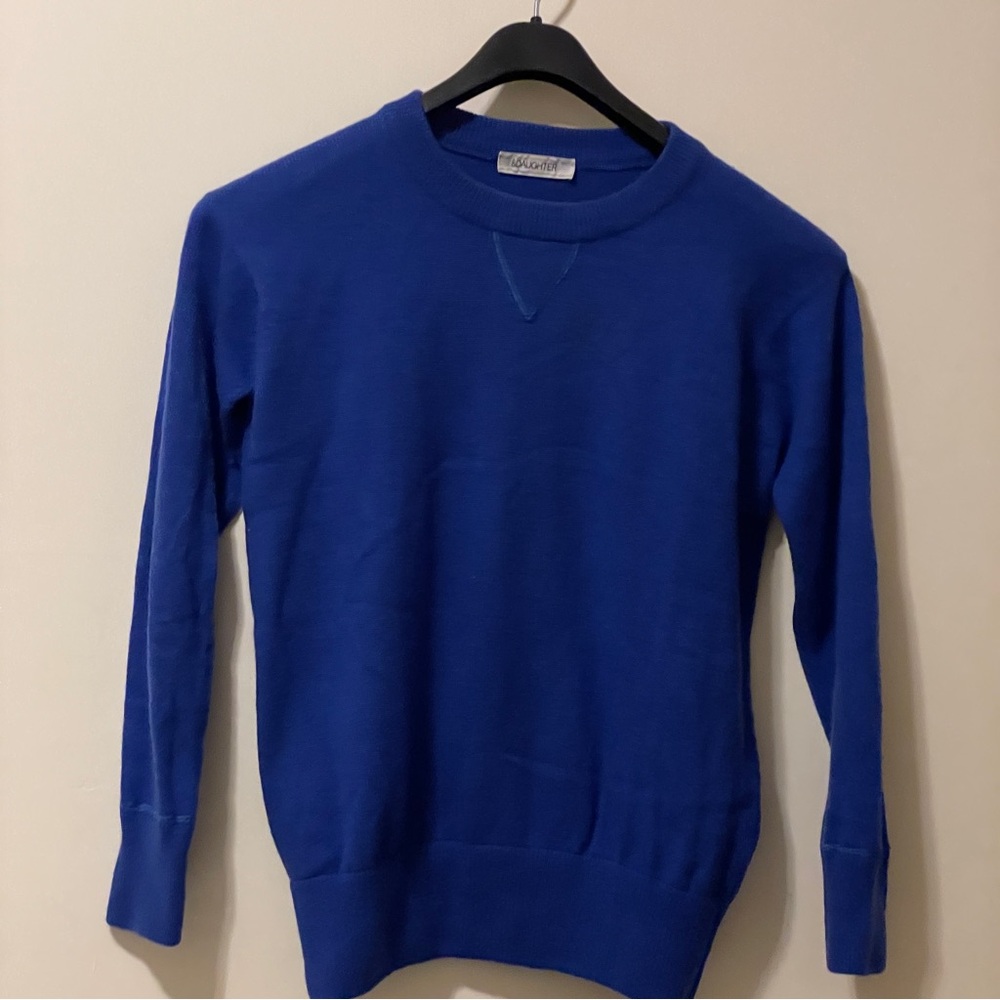 &Daughter 100% Pure Cashmere Sapphire Blue sweatshirt crew neck pullover size XS